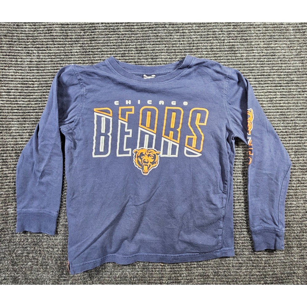 NFL Chicago Bears Football Shirt Boys Blue Graphic Long Sleeve Crewneck Pullover